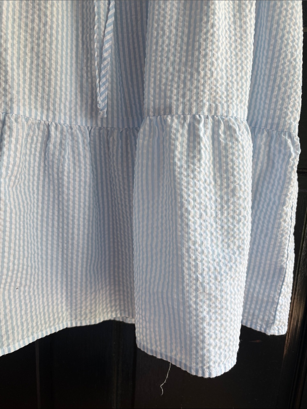 Time & Tru Light Blue Seersucker Tiered Dress - Picture 9 of 10